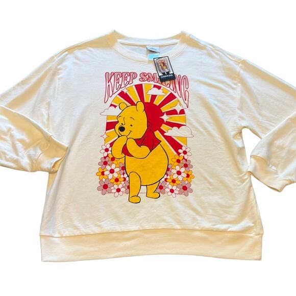 NWT LARGE Winnie the Pooh just keep smiling freeze New York long sleeve top - Picture 1 of 4